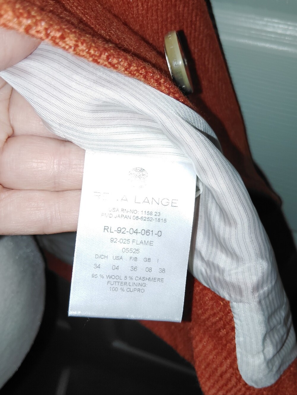 $2795 NWT Rena Lange Jacket Vest Orange Sz 34 Fits 6 Or Small Wool Cashmere - Picture 9 of 11